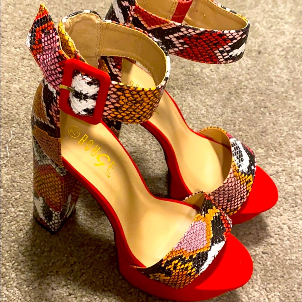 Red Snake print heels